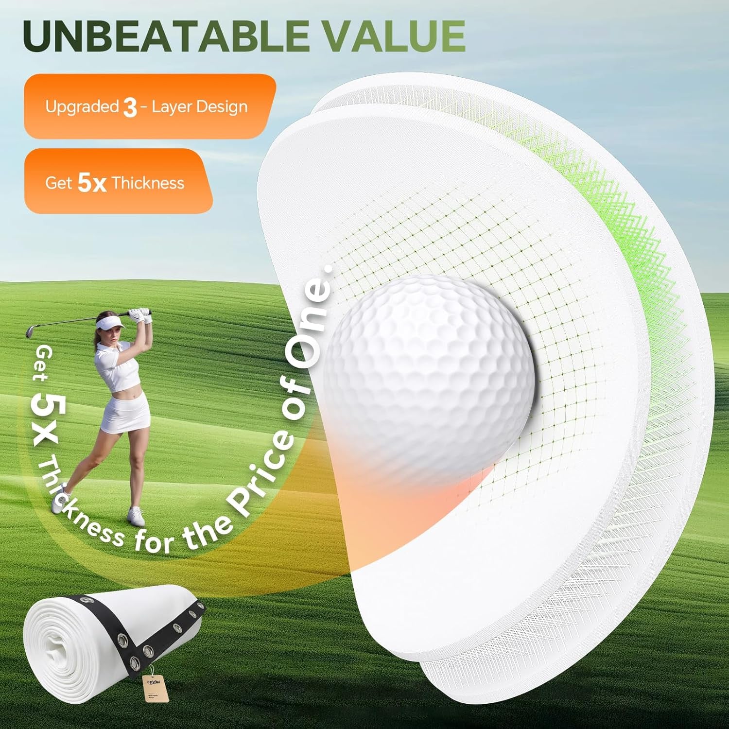 Golf Simulator Impact Screen, Triple Layer Projection Screen for Home, Launch Monitor Projector Screen for Golf Training, Indoor Golf Simulators, Washable Impact Screen (14'×9')