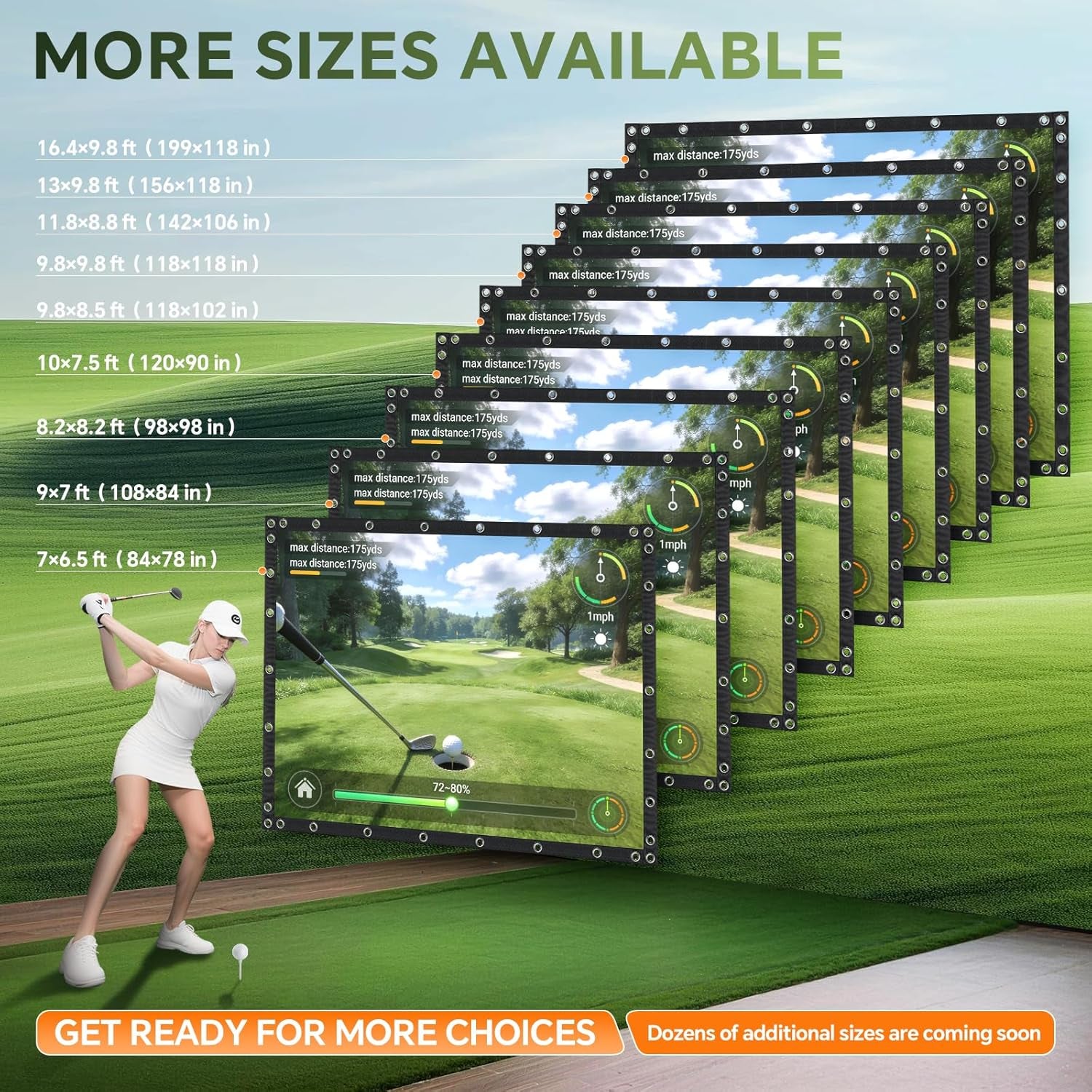 Golf Simulator Impact Screen, Triple Layer Projection Screen for Home, Launch Monitor Projector Screen for Golf Training, Indoor Golf Simulators, Washable Impact Screen (14'×9')