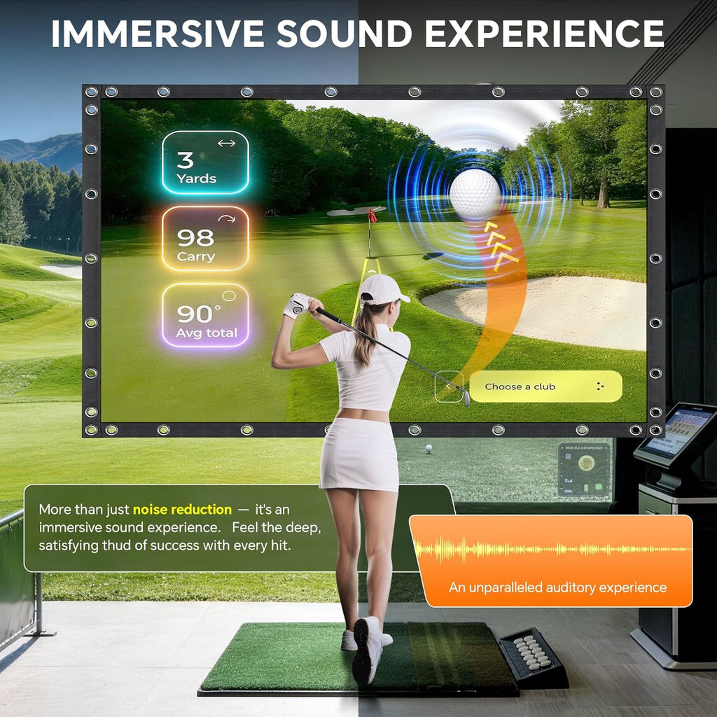 Golf Simulator Impact Screen, Triple Layer Projection Screen for Home, Launch Monitor Projector Screen for Golf Training, Indoor Golf Simulators, Washable Impact Screen (14'×9')
