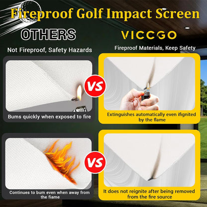 Golf Simulator Impact Screen, 4Mm 3D Mesh Golf Impact Screen with HD Visuals, Fireproof Golf Hitting Screen with Grommets for Garage/Home/Indoor