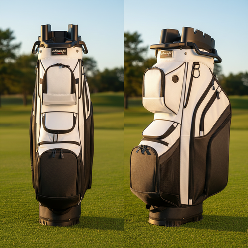 14-Way Golf Cart Bag, Quiet T-Lock Club Protection Organizer | 14 Full-Length T-Lock Dividers, 13 Storage Pockets, Insulated Cooler Bag, Waterproof Oxford Fabric, Customizable Patches