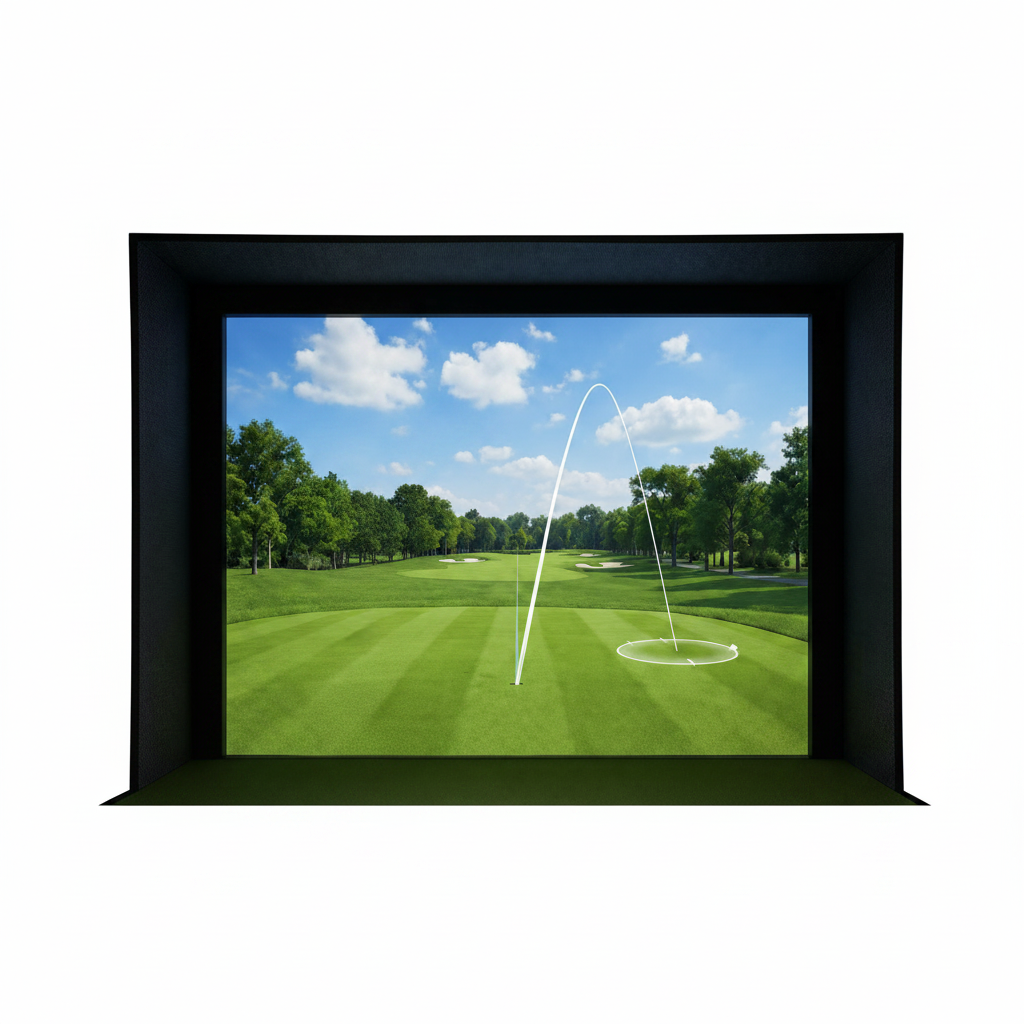 Golf Impact Screen, 3D Air Mesh Golf Simulator Impact Screen, Thicken HD Projector Screen for Hitting Training Practice Home/Indoor/Outdoor with Webbing Buckles & Bungee Cords